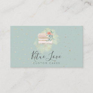 Carte De Visite Gâteau de Mariage Rustique Vert Boulanger Pâtisser
