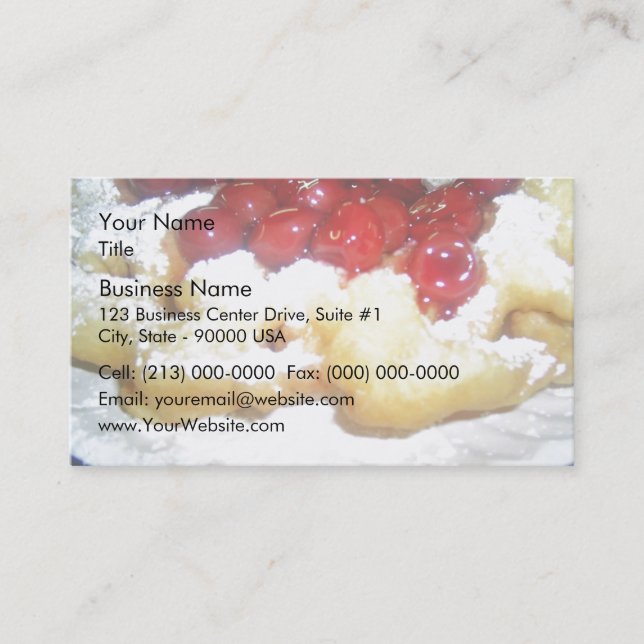 Carte De Visite Gâteau d'entonnoir avec des cerises (Devant)
