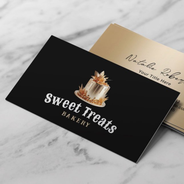 Carte De Visite Gâteau d'or moderne Sweet Traitements boulangerie  (Créateur téléchargé)