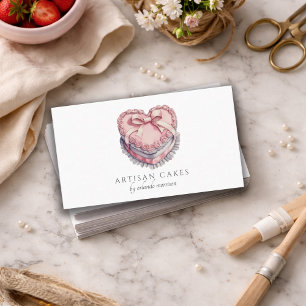 Carte De Visite Gâteau Élégant Boulangerie Gâteau en Forme de Cœur