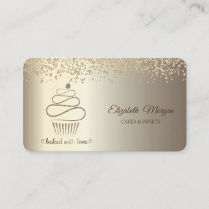 Carte De Visite Gâteau élégant chic pailleté or, Sucreries, Boulan