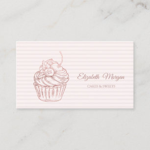 Carte De Visite Gâteau élégant moderne, friandises, rayé