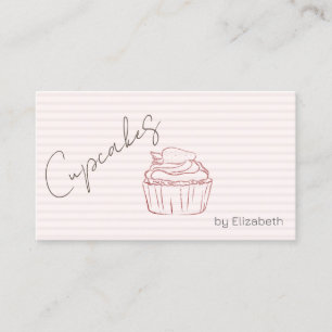 Carte De Visite Gâteau élégant pailleté rose fraise rayé