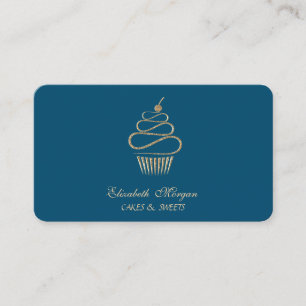 Carte De Visite Gâteau élégant simple pailleté, sucreries bleues