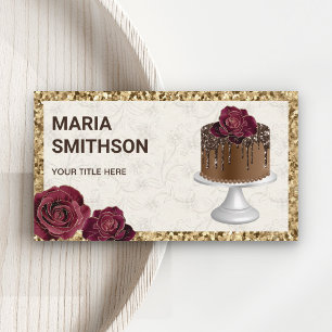 Carte De Visite Gâteau en pâte au chocolat pailleté or chef pâtiss