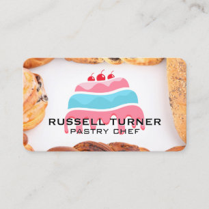 Carte De Visite Gâteau et Cerises Pâtisserie