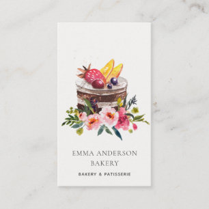 CARTE DE VISITE GÂTEAU FLORAL DE FRUITS TENDANCE PATISSERIE CUPCAK