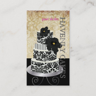 Carte De Visite Gâteau noir vintage/pâtisserie de damassé de