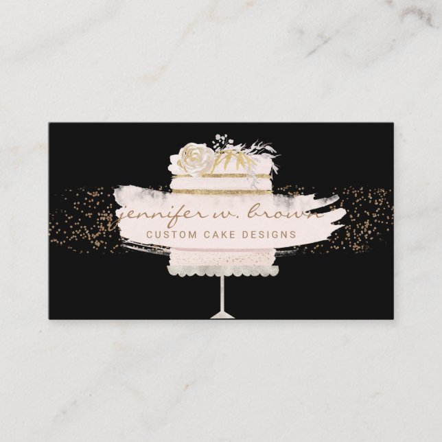 Carte De Visite Gâteau personnalisé de la fête de mariage (Devant)