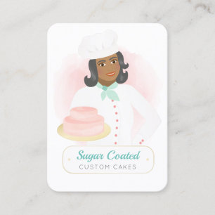 Carte De Visite Gâteau rose et bleu et caricature de boulangerie A
