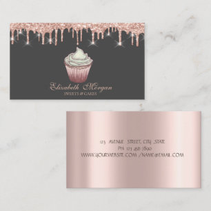 Carte De Visite Gâteau Rose Gold Drips Boulangerie