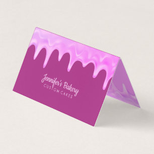 Carte De Visite Gâteau Rose Holographique Drips Pâtisserie Maquill