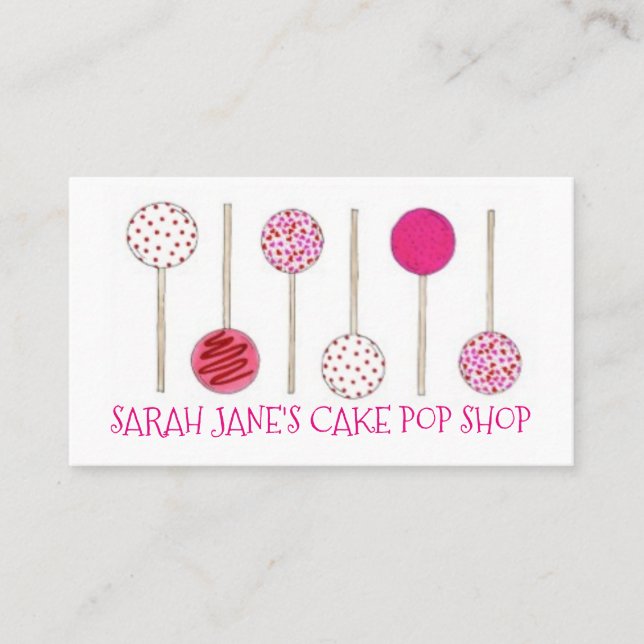 Carte De Visite Gâteau rose Pops Boulangerie Bake Shop Boulangerie (Devant)