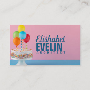 Carte De Visite Gâteau savoureux et ballons colorés