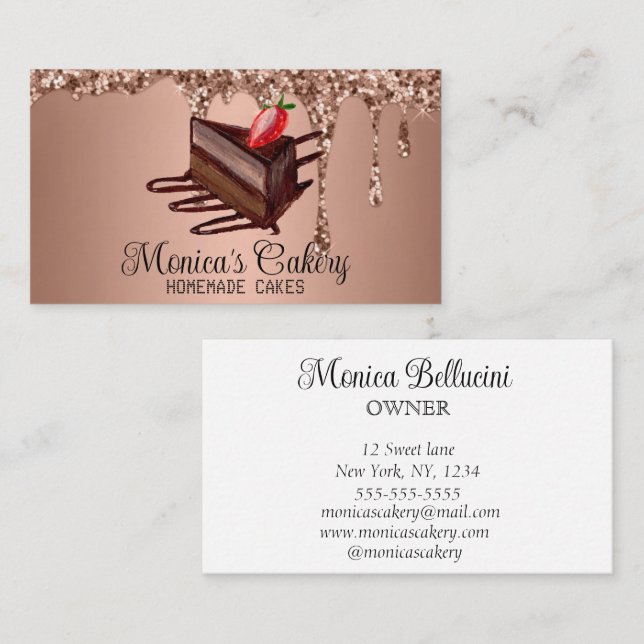 Carte De Visite Gâteaux au chocolat Desserts Sucres Boulangerie ma (Devant / Derrière)