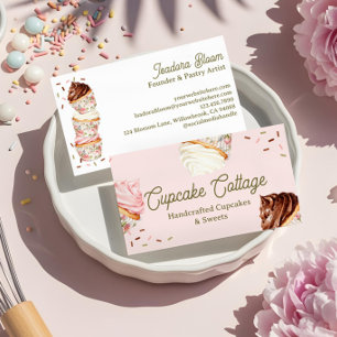 Carte De Visite Gâteaux & Cupcakes Sweet Treats Fleurs Élégantes 