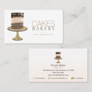 Carte De Visite Gâteaux de boulangerie de mariage rustique moderne