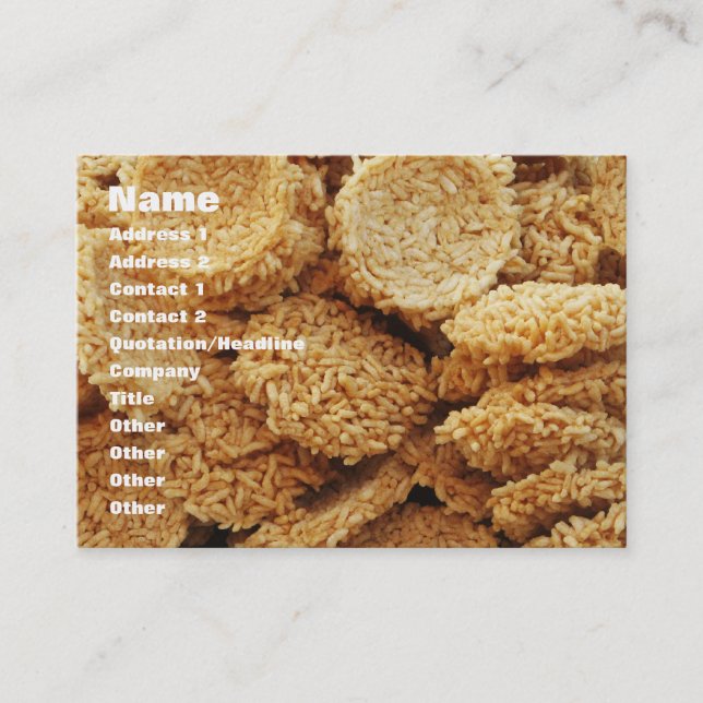 Carte De Visite Gâteaux de riz soufflé ~ Sucres asiatiques Dessert (Devant)