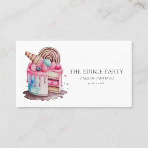Carte De Visite Gâteaux Et Desserts Pâtisserie Chef Baker Aquarell