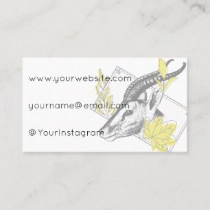 Carte De Visite Gazelle Vintage & Art Botanique Jaune - Style Safa