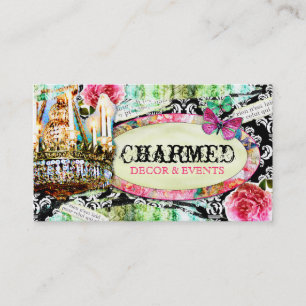 Carte De Visite GC  Shabby Vintage Charme noir Damas