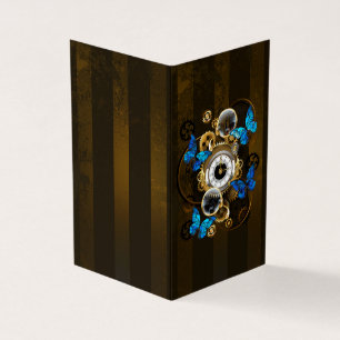 Carte De Visite Gears of Steampunk and Blue Butterflies