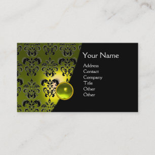 Carte De Visite GEM DAMASK MONOGRAM topaz jaune
