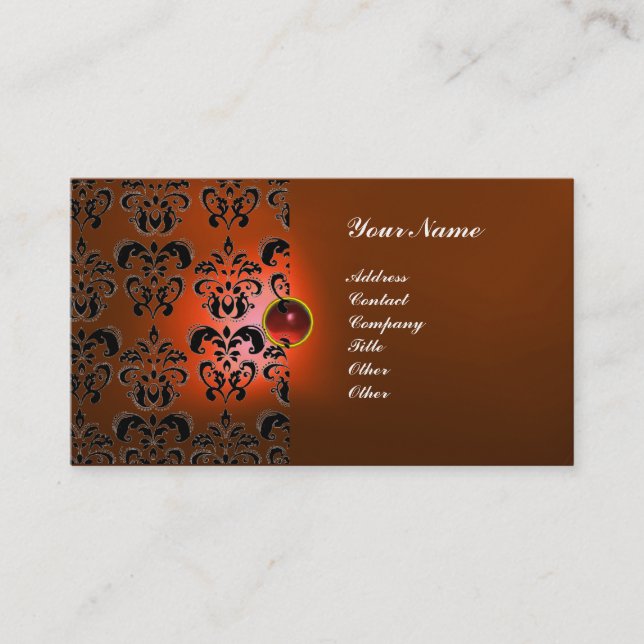 CARTE DE VISITE GEMME DAMASK CLASSIQUE  MONOGRAMME (Devant)