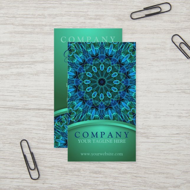 Carte De Visite Gemmes bleues et vertes (Devant/Arrière en situation)