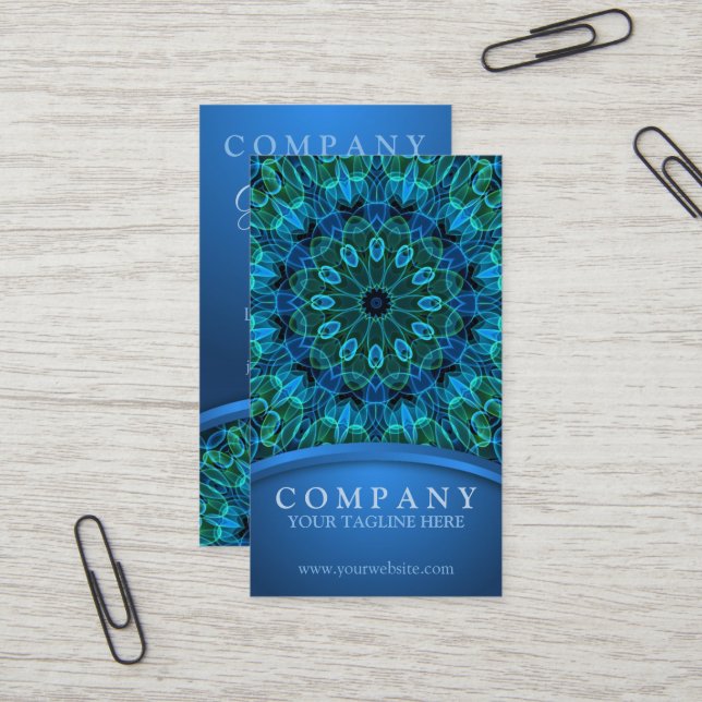 Carte De Visite Gemmes bleues et vertes (Devant/Arrière en situation)