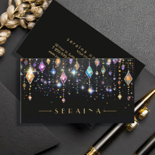 Carte De Visite Gemmes Boho colorées sur Black ID1035