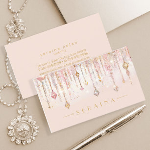 Carte De Visite Gemmes Boho Sparkling sur Gold Rose ID1035