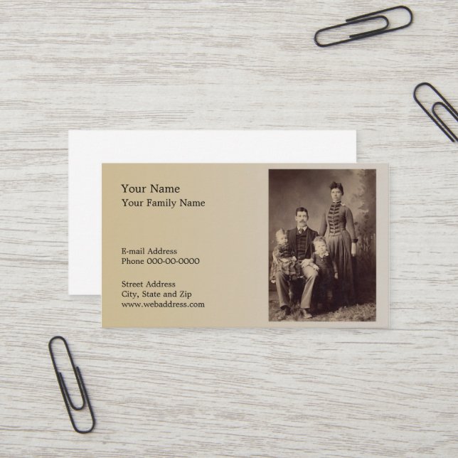 Carte de visite généalogiste (Devant/Arrière en situation)