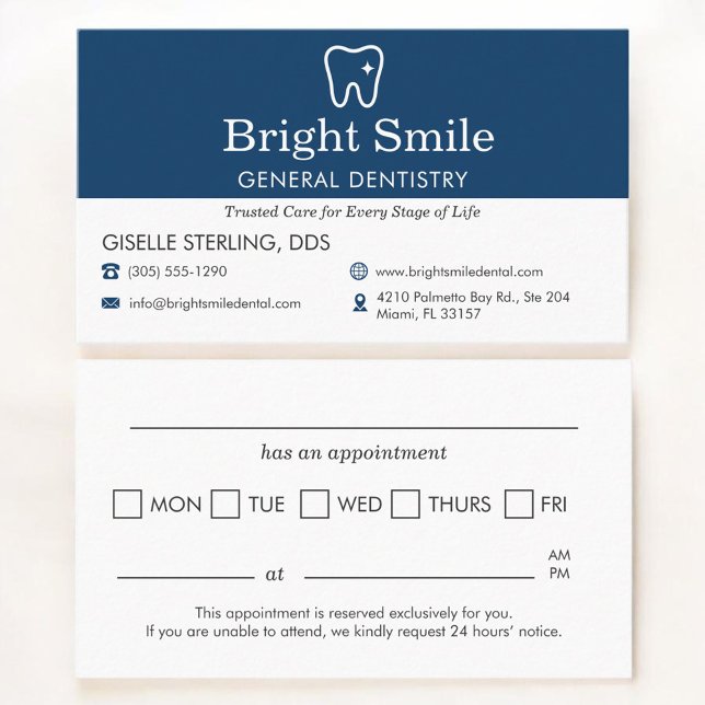 Carte De Visite General Dentistry Office Appointment Reminder   (Créateur téléchargé)