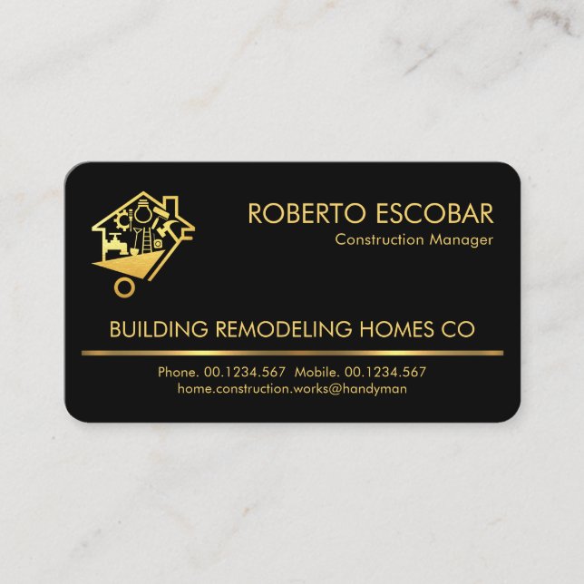 Carte De Visite Générateur d'outils de main de ligne or (Devant)