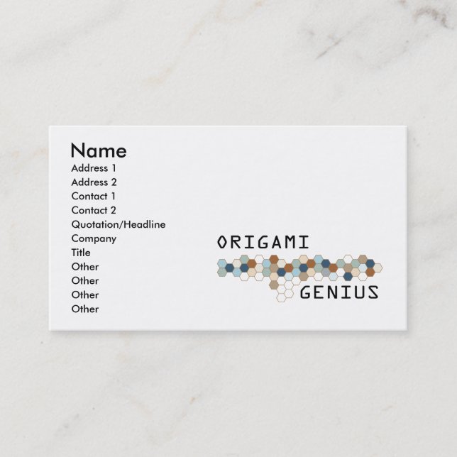 Carte De Visite Génie d'origami (Devant)