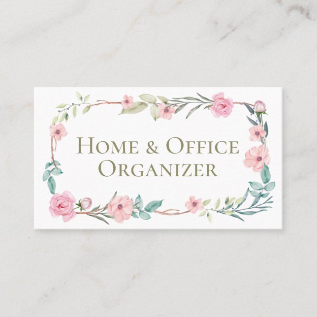 Carte De Visite Gentle Floral Professional Organizer & DeClutter (Devant)