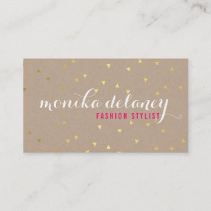 Carte De Visite GEO CONFETTI GOLD chic cool kraft blanc tendance
