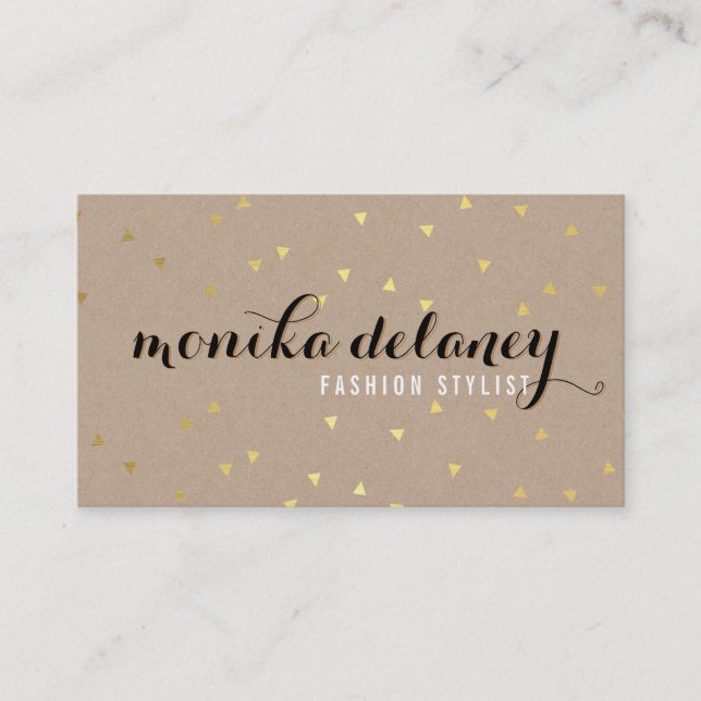 Carte De Visite GEO CONFETTI GOLD chic cool kraft noir tendance (Devant)