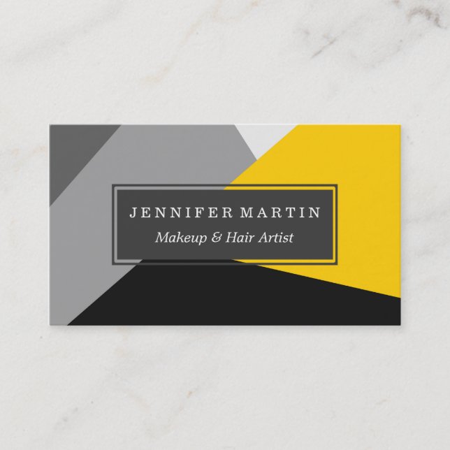 Carte De Visite Geo jaune et noir gris moderne simple (Devant)