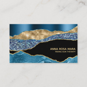 Carte De Visite *~* Géode Agate Turquoise Gold Parties scintillant