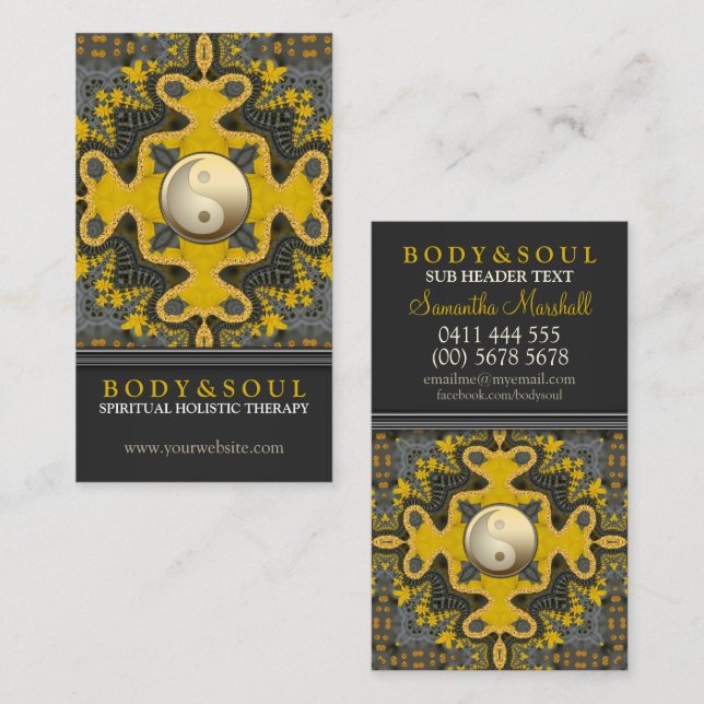 Carte De Visite Géométrie alternative Gold Yin Yang (Devant / Derrière)