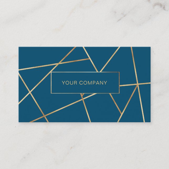 Carte De Visite Géométrie moderne Gold Bleu (Devant)