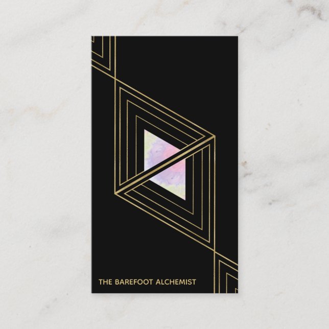 Carte De Visite *~* Géométrie Sacrée Alchimie Gold Triangles Boho (Devant)