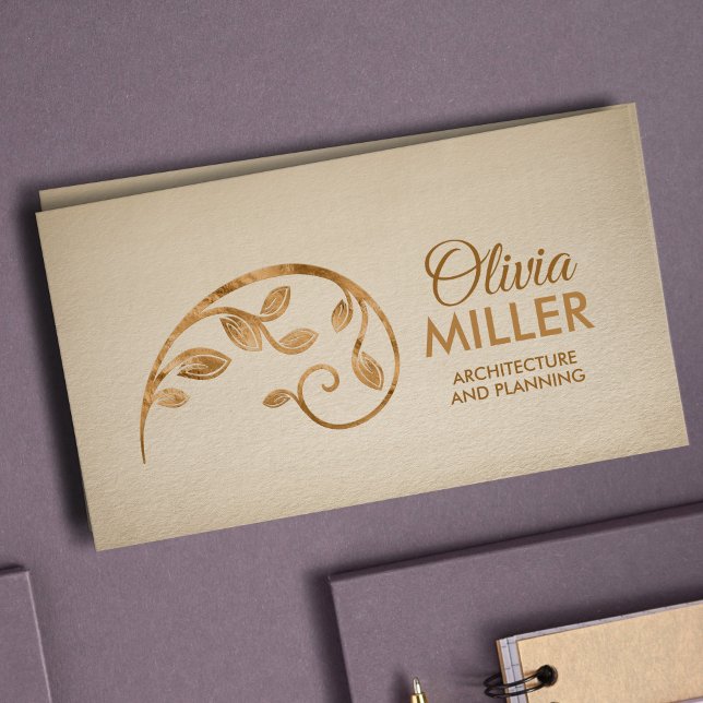 Carte De Visite Géométrie sacrée Branche spirale dorée (Créateur téléchargé)