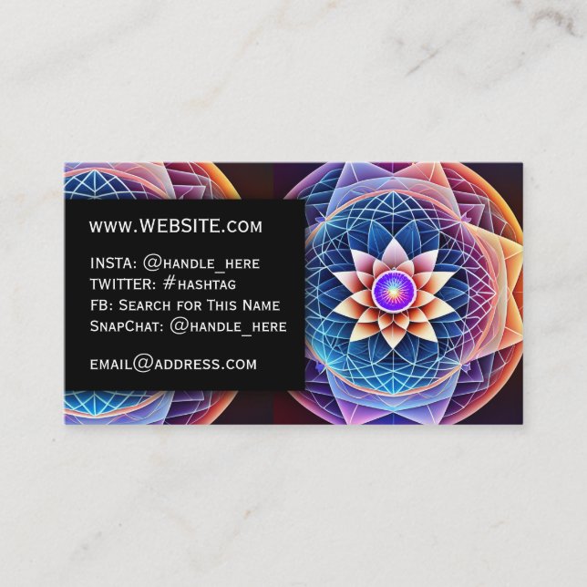 Carte De Visite Géométrie sacrée Mandala Professional Executive (Devant)