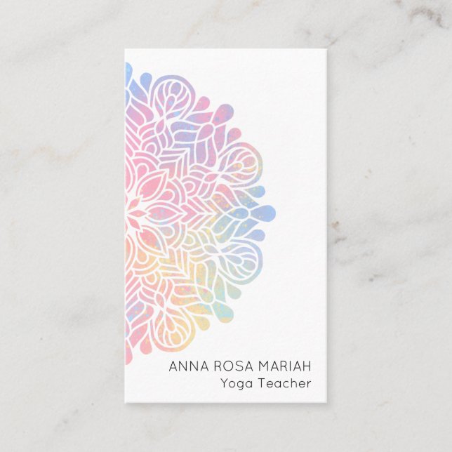 Carte De Visite *~* Géométrie Sacrée Pastel Rainbow Mandala (Devant)
