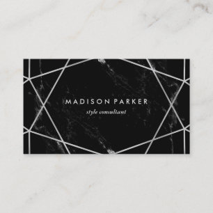 Carte De Visite Géométrique argenté moderne sur le marbre noir