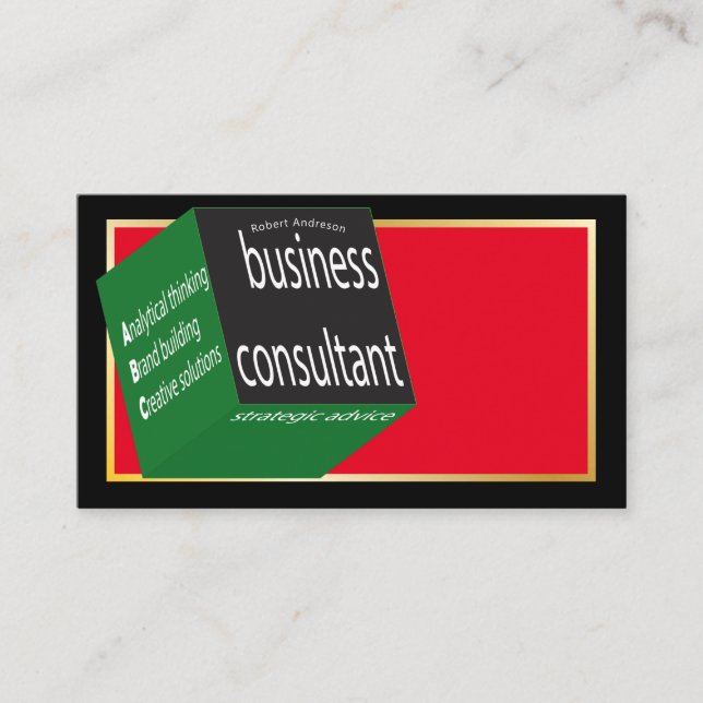 Carte De Visite Géométrique Business Consultant Cube Noir Extraord (Devant)