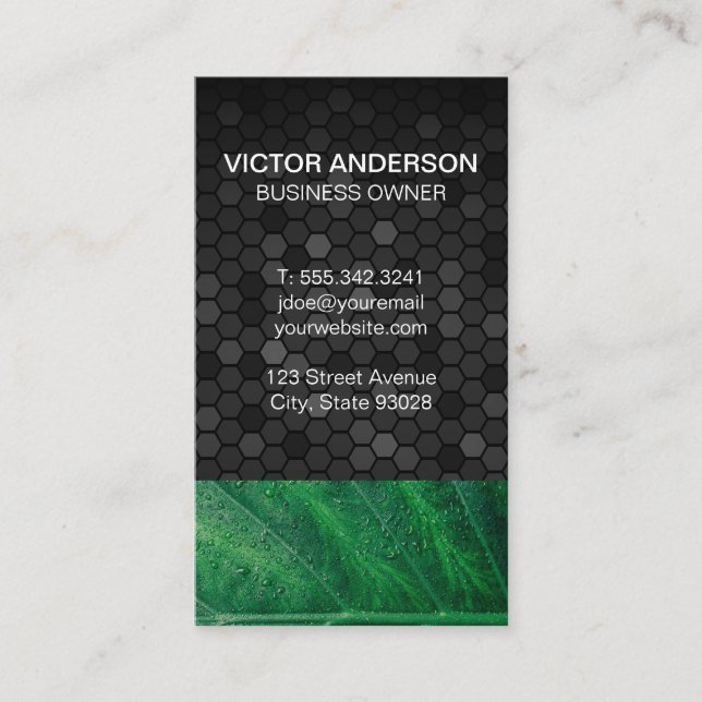 Carte De Visite Géométrique | Feuille verte (Devant)